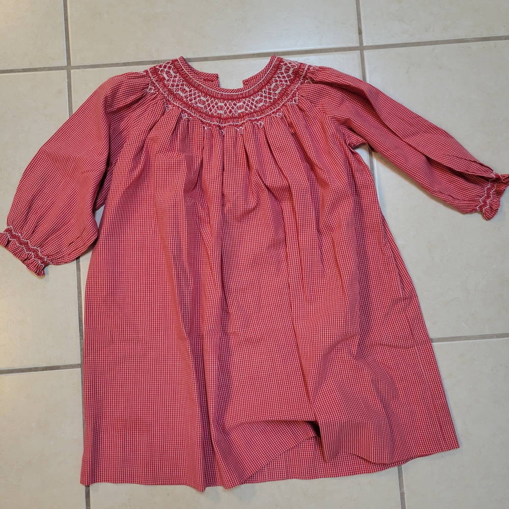 Red Smocked Kids Top